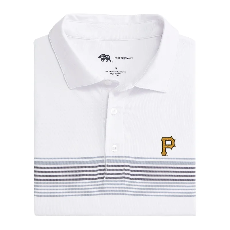 men's casual polo shirts-Pittsburgh Pirates Prestwick Printed Performance Polo