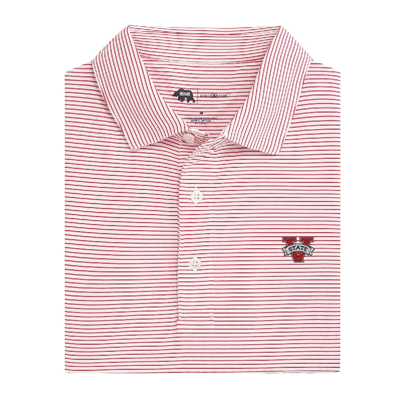 men's work polo shirts-Valdosta State Birdie Stripe Polo