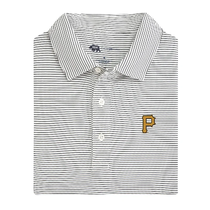 men's popular polo shirts-Pittsburgh Pirates Birdie Stripe Performance Polo