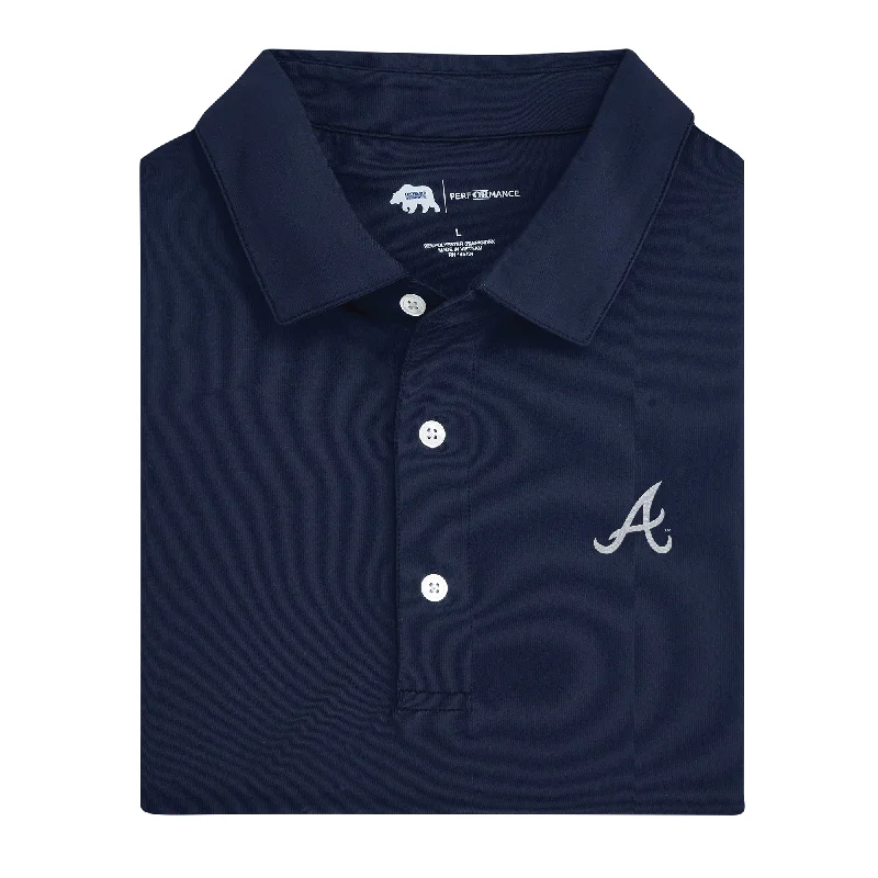 men's trendy polo shirts-Atlanta Braves Solid Performance Polo