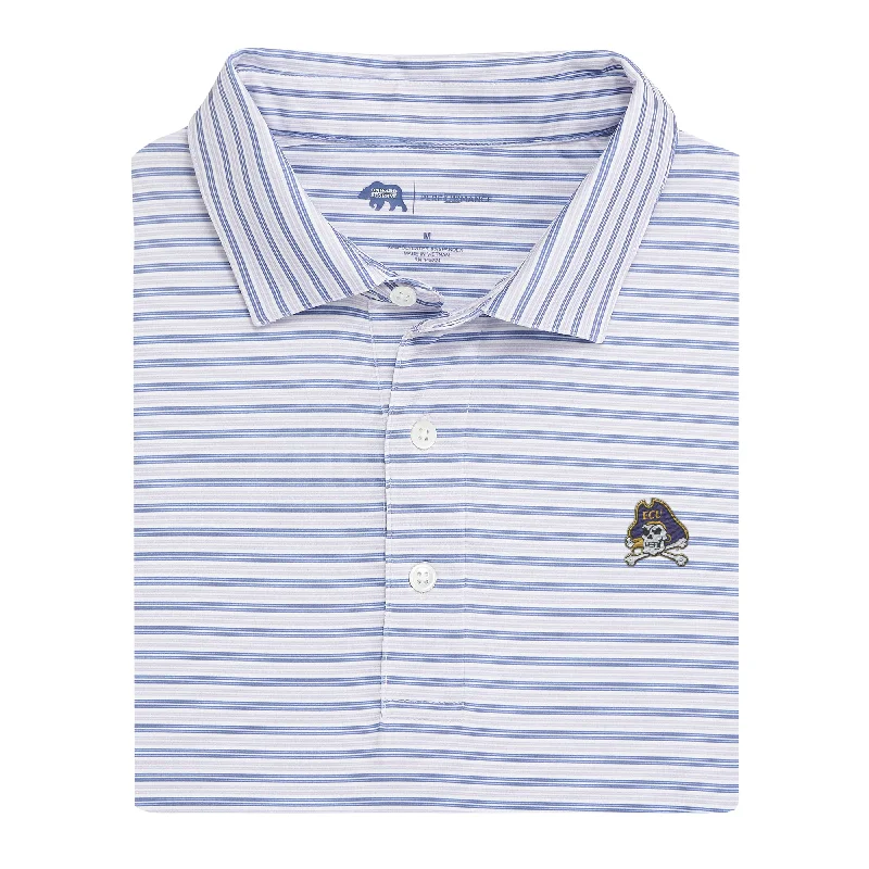 men's business casual polo shirts-Wedge Stripe ECU Performance Polo