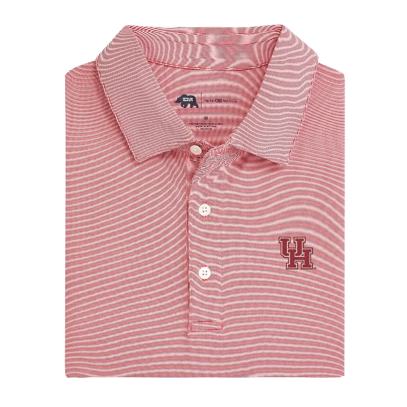 men's contrast collar polo shirts-Hairline Stripe Houston Performance Polo