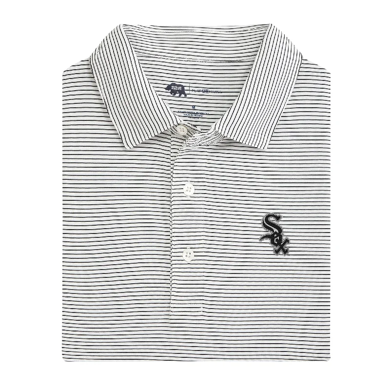 men's breathable polo shirts-Chicago White Sox Birdie Stripe Performance Polo