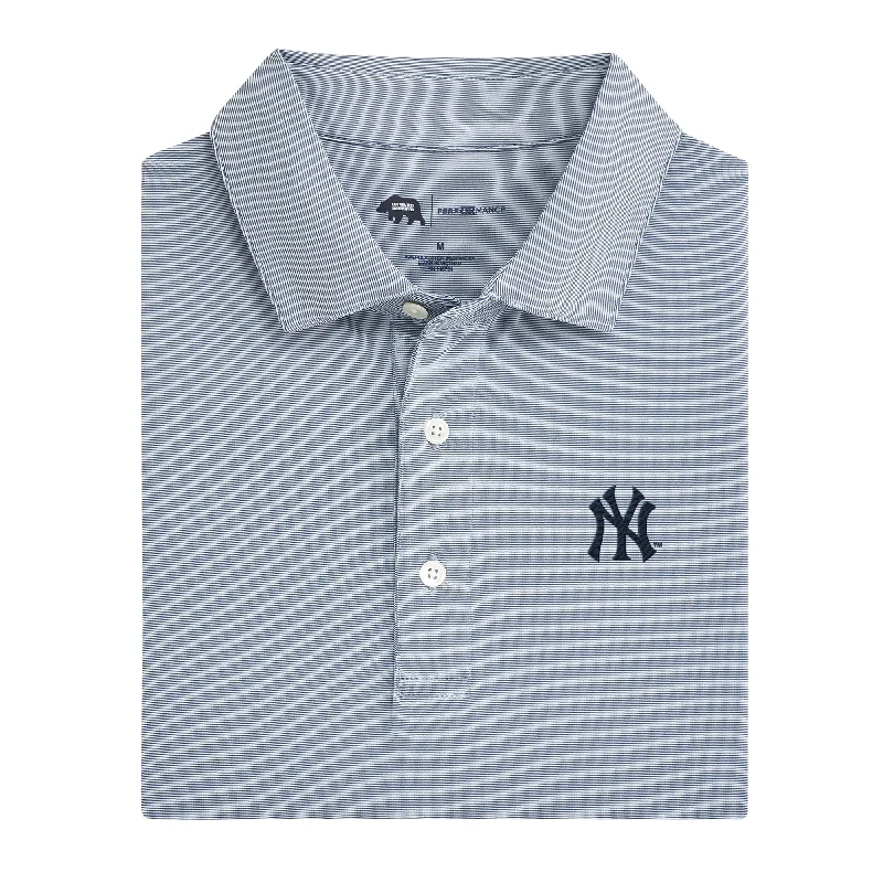 men's cool polo shirts-New York Yankees Hairline Stripe Performance Polo