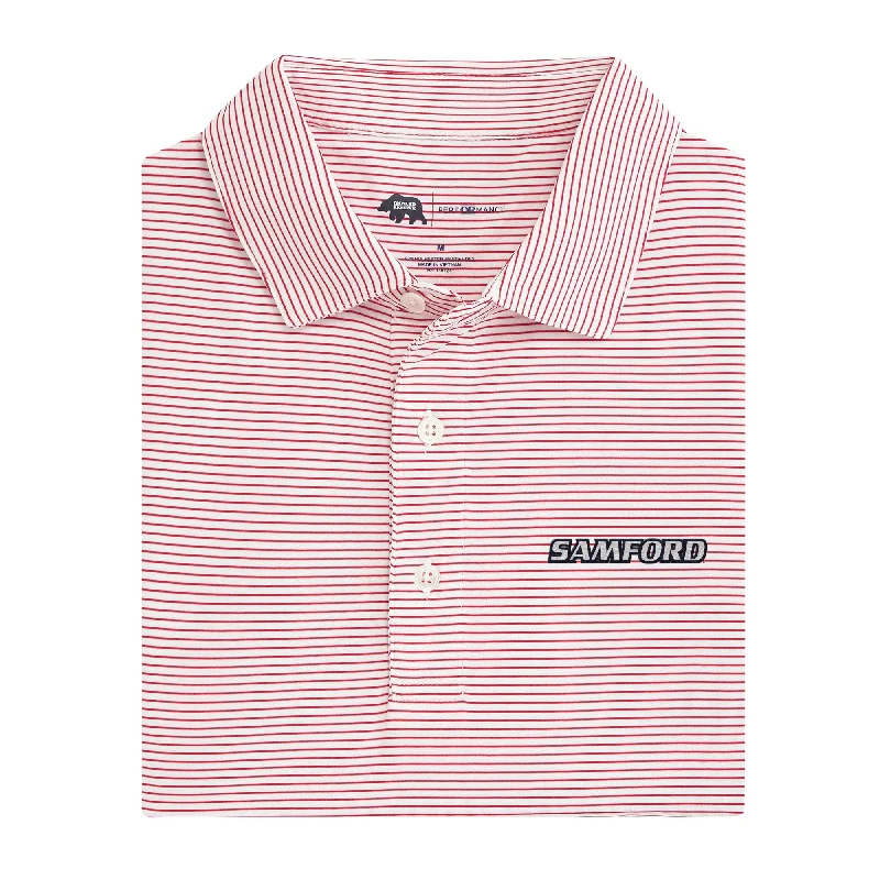 men's winter polo shirts-Birdie Stripe Samford Performance Polo