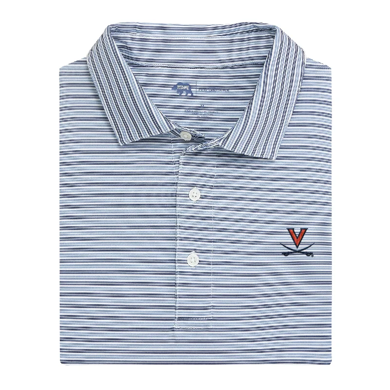 men's formal polo shirts-Wedge Stripe Virginia Performance Polo