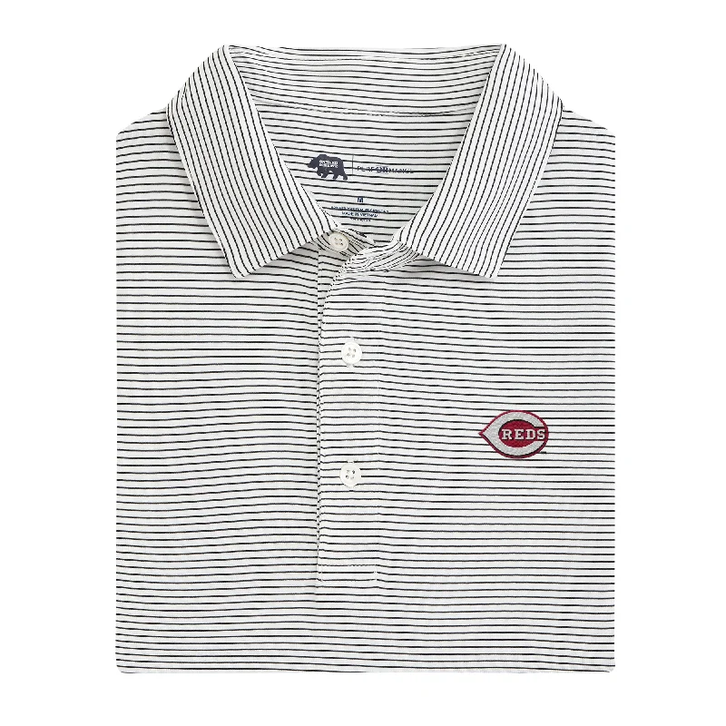 men's fashion-forward polo shirts-Cincinnati Reds Birdie Stripe Performance Polo