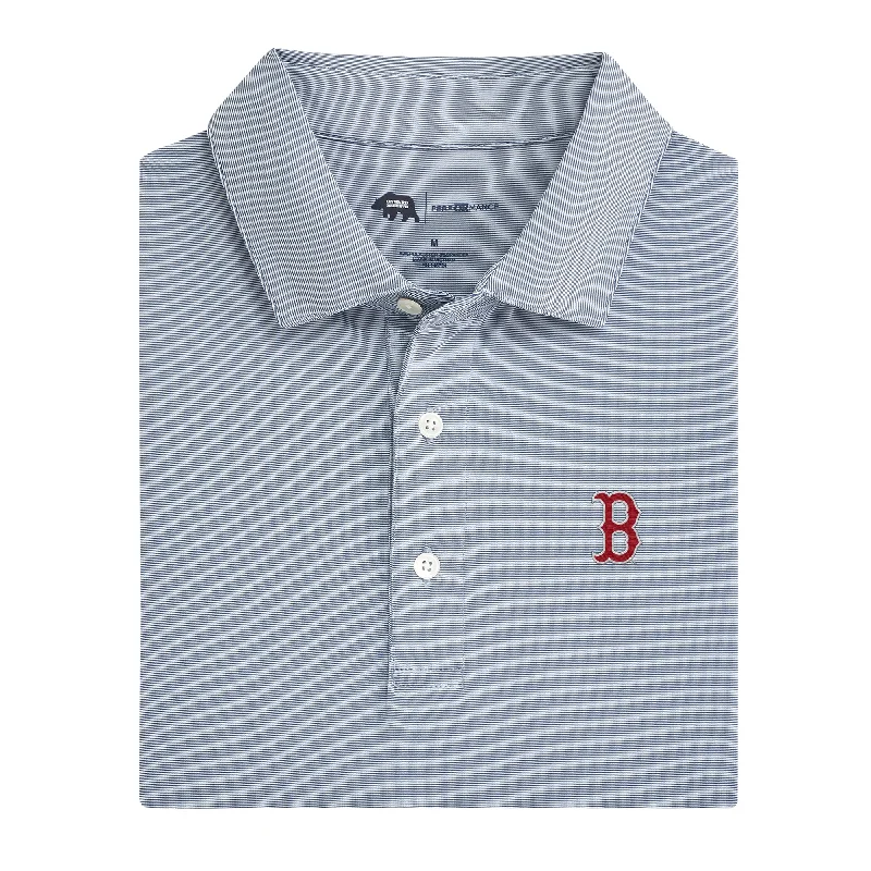 men's comfortable polo shirts-Boston Red Sox Hairline Stripe Performance Polo