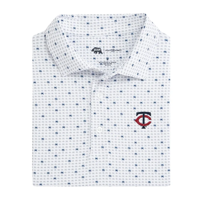 men's classic fit polo shirts-Minnesota Twins Tour Logo Printed Performance Polo