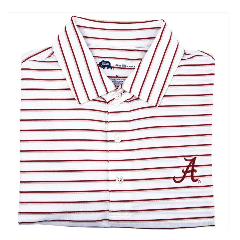 men's high-quality polo shirts-Alabama Fairway Stripe Performance Polo