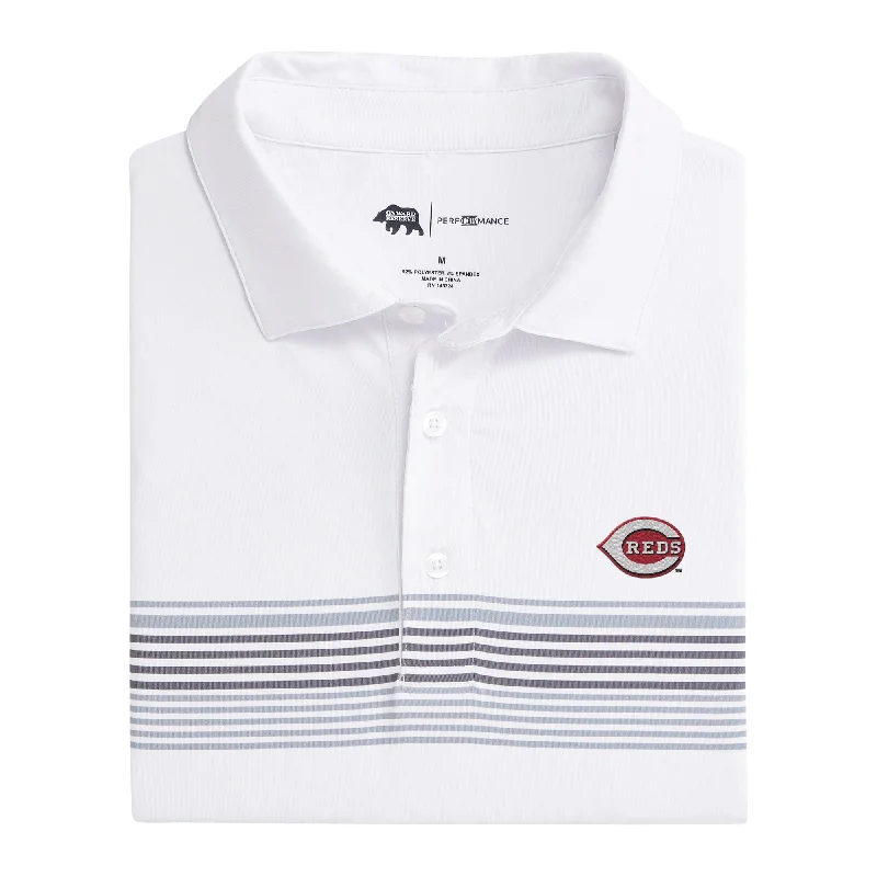 men's solid color polo shirts-Cincinnati Reds Prestwick Printed Performance Polo