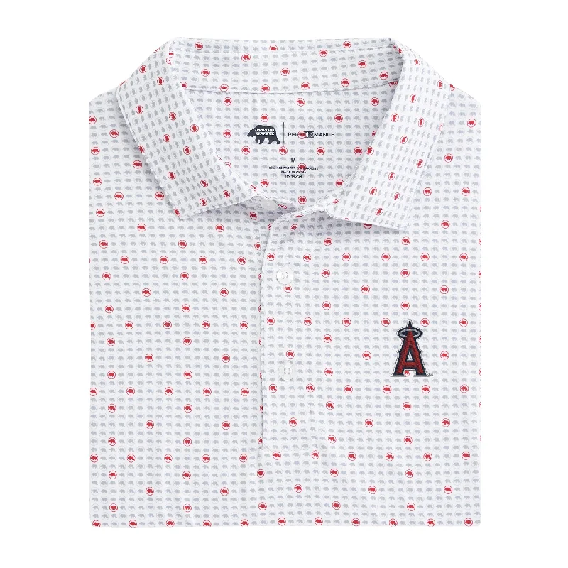 men's tapered fit polo shirts-Los Angeles Angels Tour Logo Printed Performance Polo