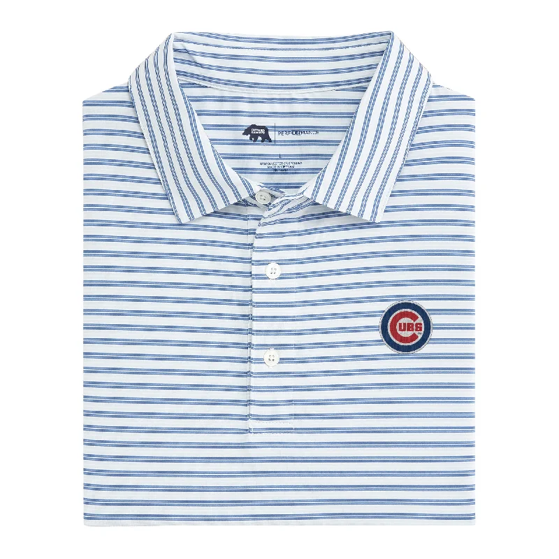 men's loungewear polo shirts-Chicago Cubs Wedge Stripe Performance Polo