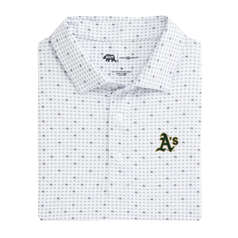 men's vibrant polo shirts-Oakland Athletics Tour Logo Printed Performance Polo