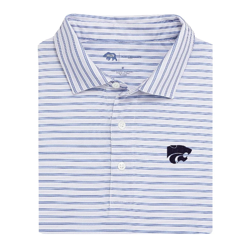 men's embroidered polo shirts-Wedge Stripe Kansas State Performance Polo