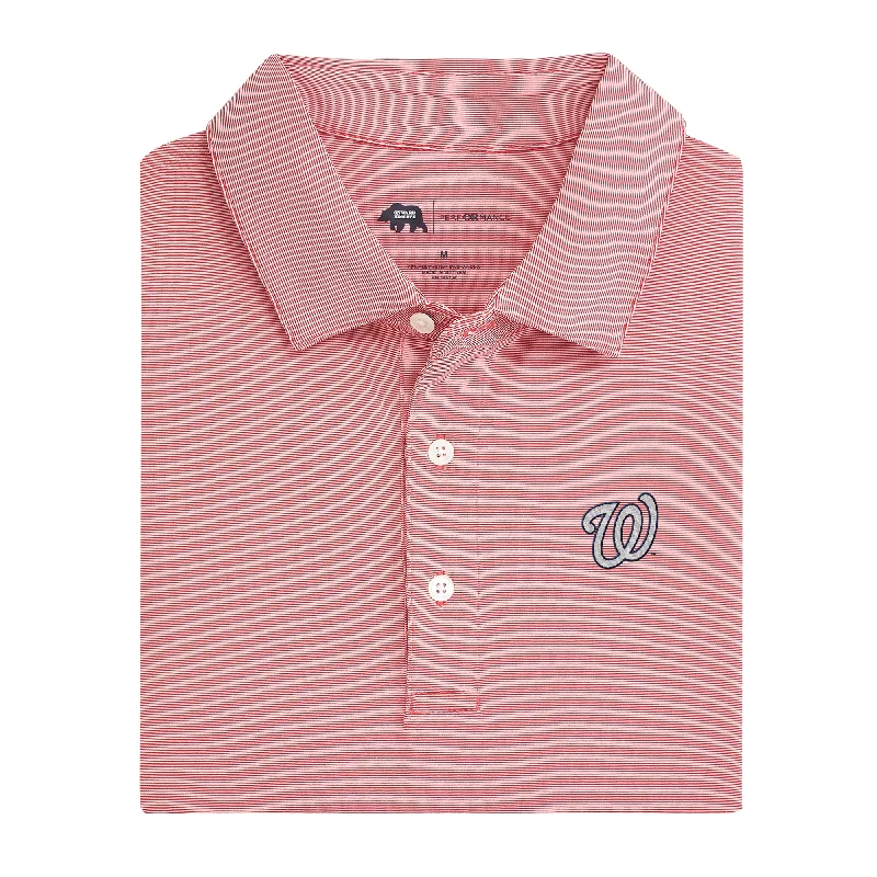 men's neutral polo shirts-Washington Nationals Hairline Stripe Performance Polo