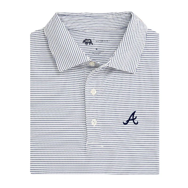 men's moisture-wicking polo shirts-Atlanta Braves Birdie Stripe Performance Polo