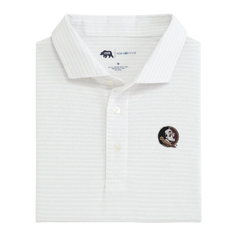 men's bold polo shirts-Pairing Stripe FSU Performance Pique Polo