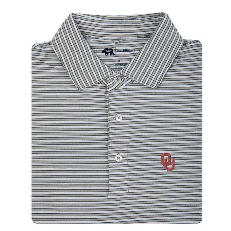 men's contrast collar polo shirts-Mulligan Stripe OU Performance Polo