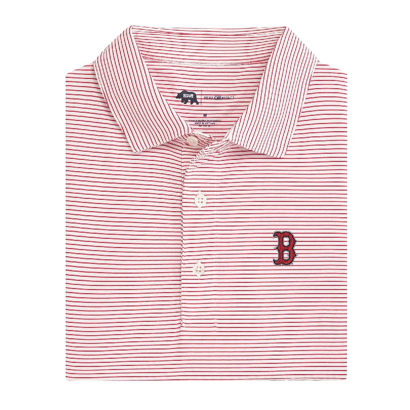 men's stylish polo shirts-Boston Red Sox Birdie Stripe Performance Polo