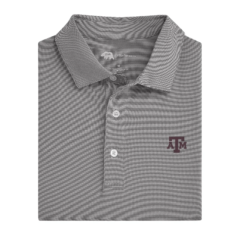 men's quick-dry polo shirts-Hairline Stripe Texas A&M Performance Polo