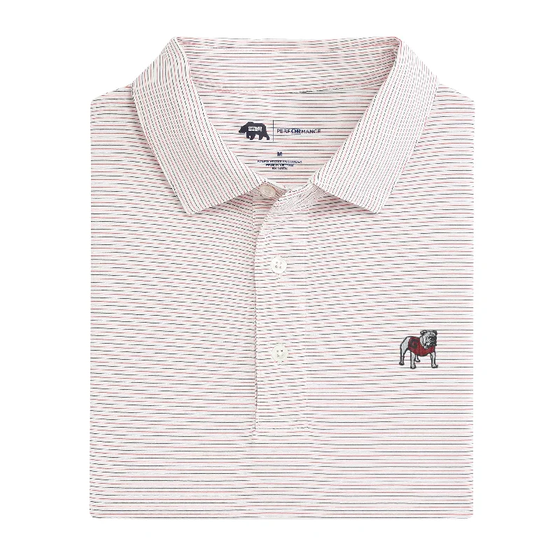 men's designer polo shirts-Tour Stripe Standing Bulldog Polo