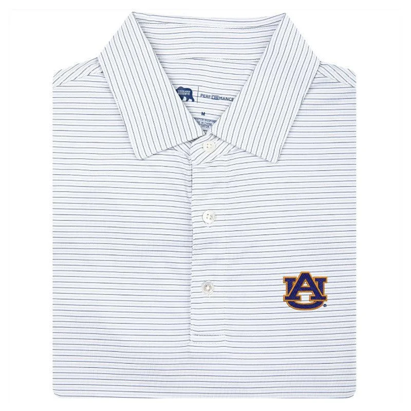 men's luxury polo shirts-Auburn Tour Stripe Performance Polo