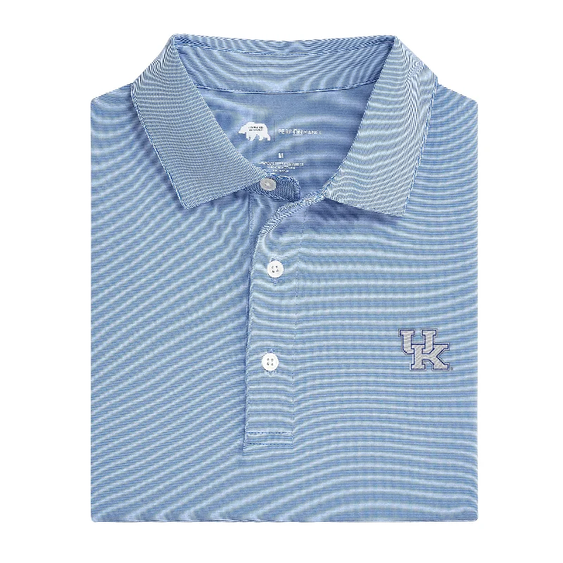 men's premium polo shirts-Hairline Stripe Kentucky Performance Polo