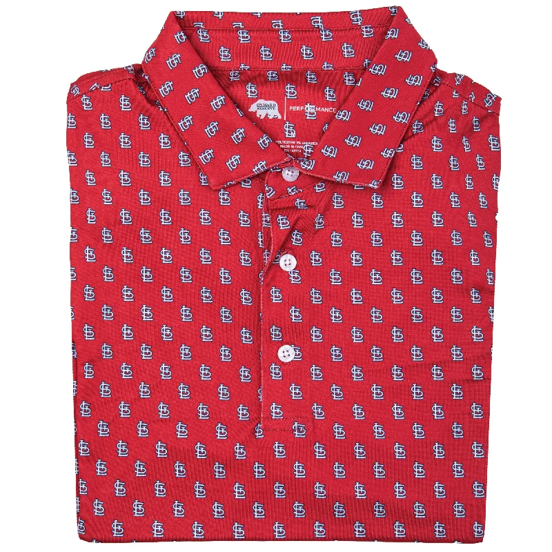 men's evening polo shirts-St. Louis Cardinals Printed Performance Polo