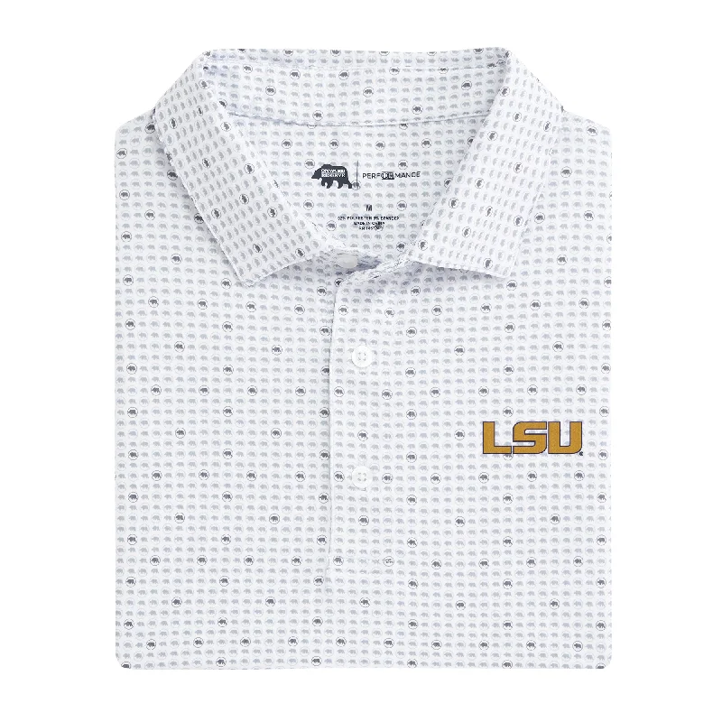 men's outdoor polo shirts-LSU Tour Logo Printed Performance Polo