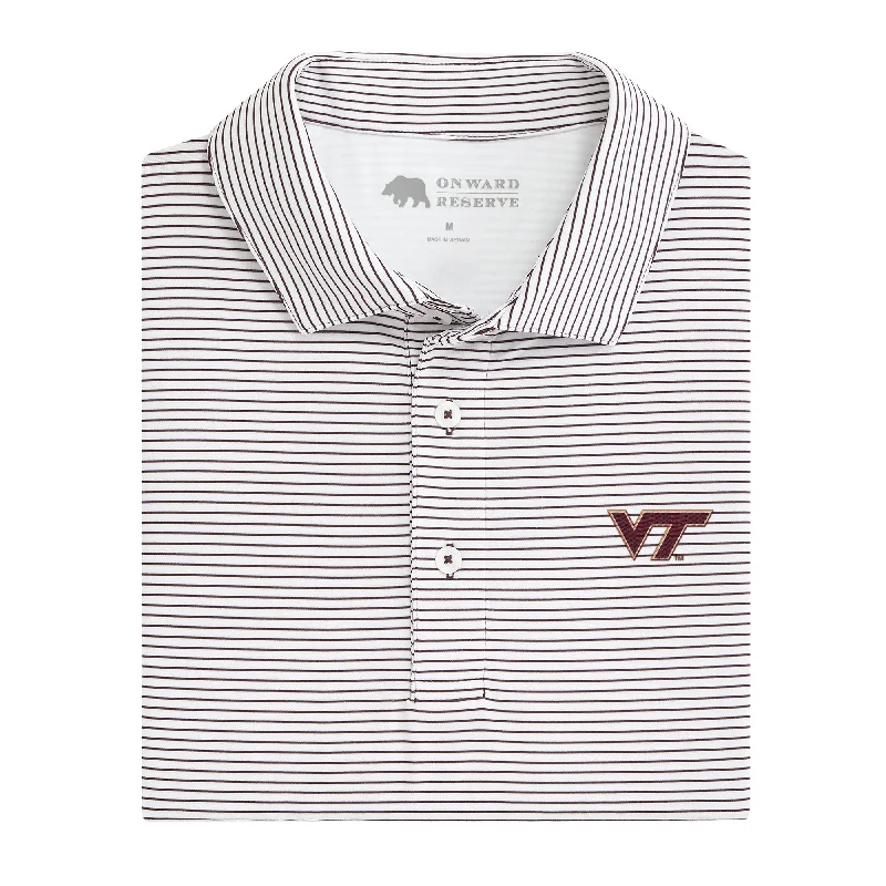 men's durable polo shirts-Virginia Tech Birdie Stripe Performance Polo