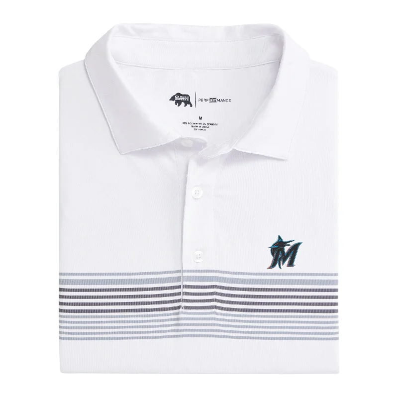 men's regular fit polo shirts-Miami Marlins Prestwick Printed Performance Polo