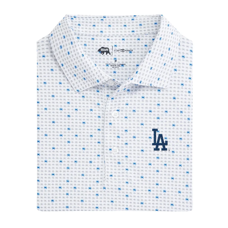 men's lightweight cotton polo shirts-Los Angeles Dodgers Tour Logo Printed Performance Polo