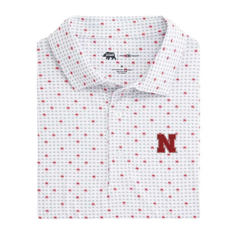 men's vintage polo shirts-Nebraska Tour Logo Printed Performance Polo