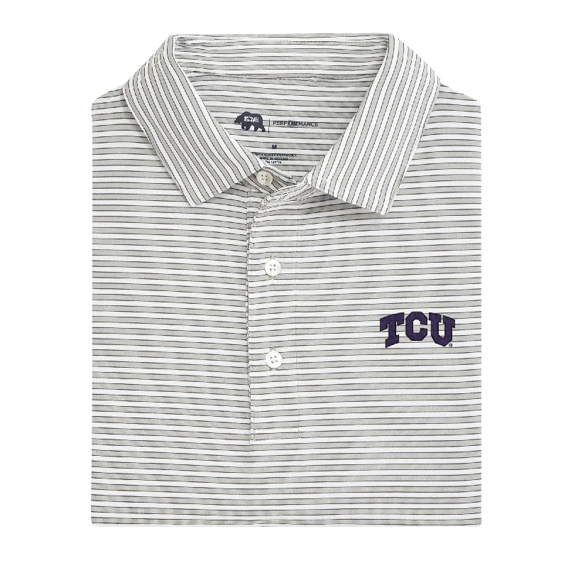 men's two-tone polo shirts-Mulligan Stripe TCU Performance Polo