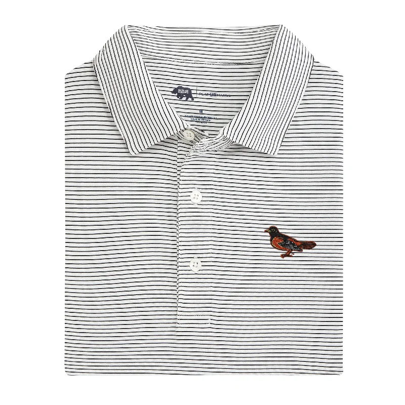 men's short sleeve polo shirts-Baltimore Orioles Cooperstown Birdie Stripe Performance Polo