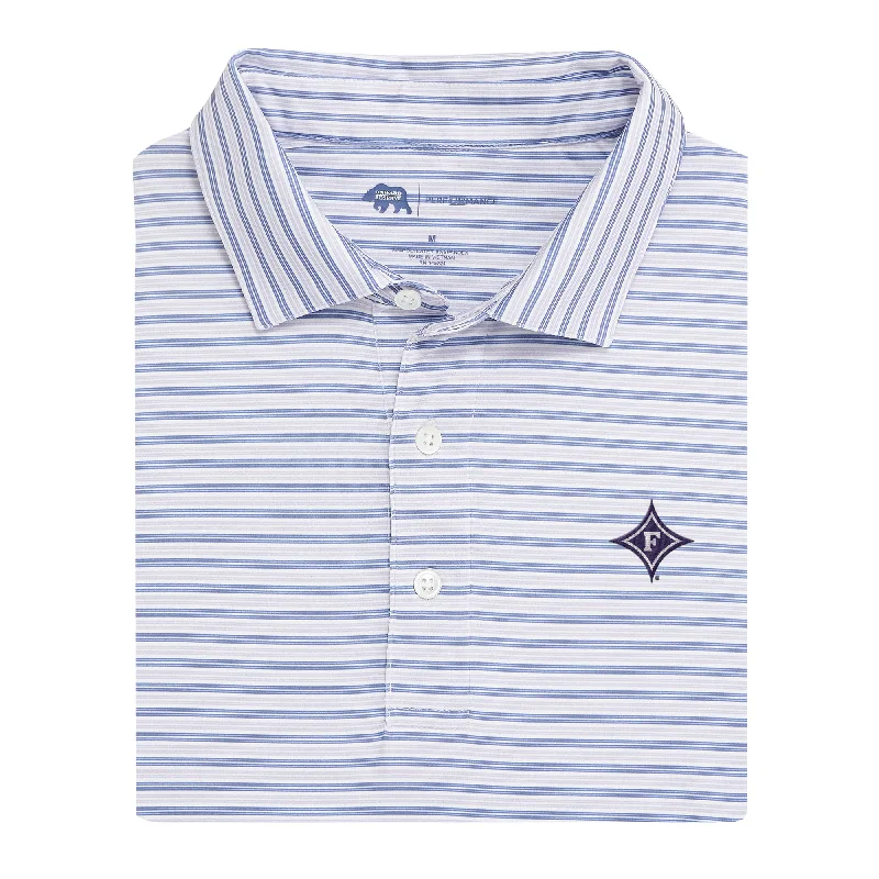 men's office polo shirts-Wedge Stripe Furman Performance Polo