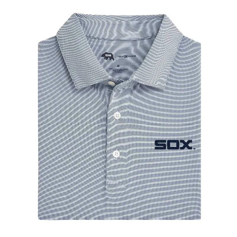 men's long sleeve polo shirts-Chicago White Sox Cooperstown Hairline Stripe Performance Polo