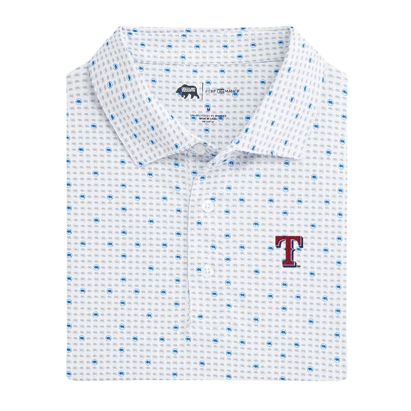 men's checked polo shirts-Texas Rangers Tour Logo Printed Performance Polo