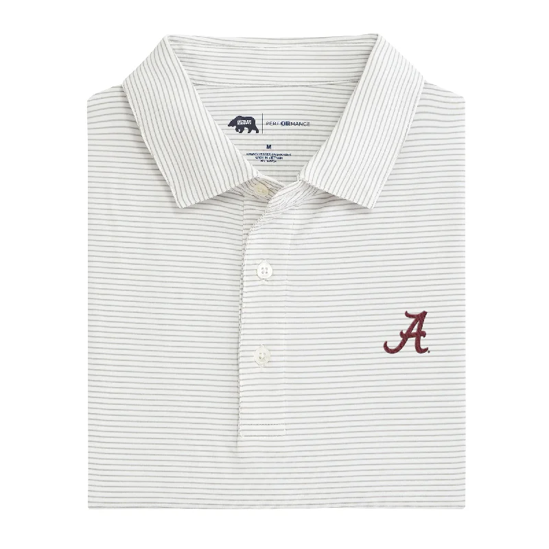 men's fall polo shirts-Birdie Stripe Alabama Performance Polo