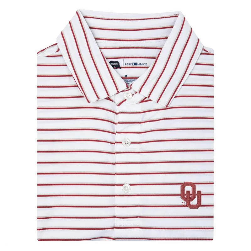 men's vintage polo shirts-Fairway Stripe OU Performance Polo