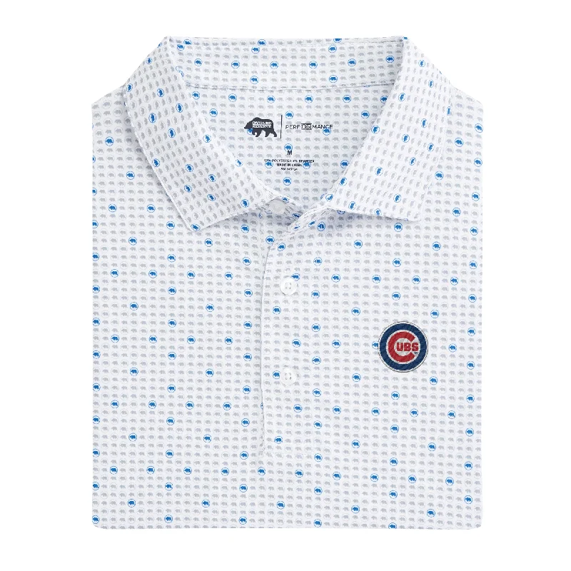 men's tech fabric polo shirts-Chicago Cubs Tour Logo Printed Performance Polo