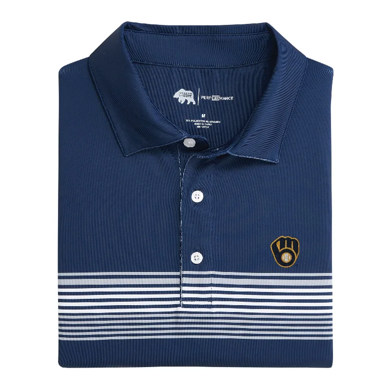 men's modern polo shirts-Milwaukee Brewers Prestwick Printed Performance Polo