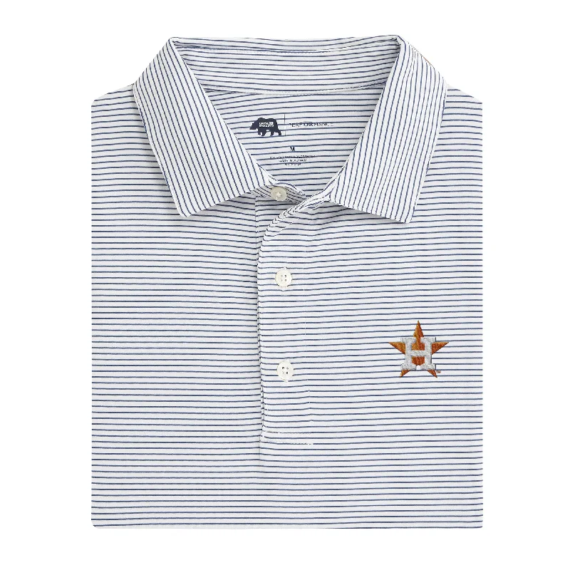 men's regular fit polo shirts-Houston Astros Birdie Stripe Performance Polo