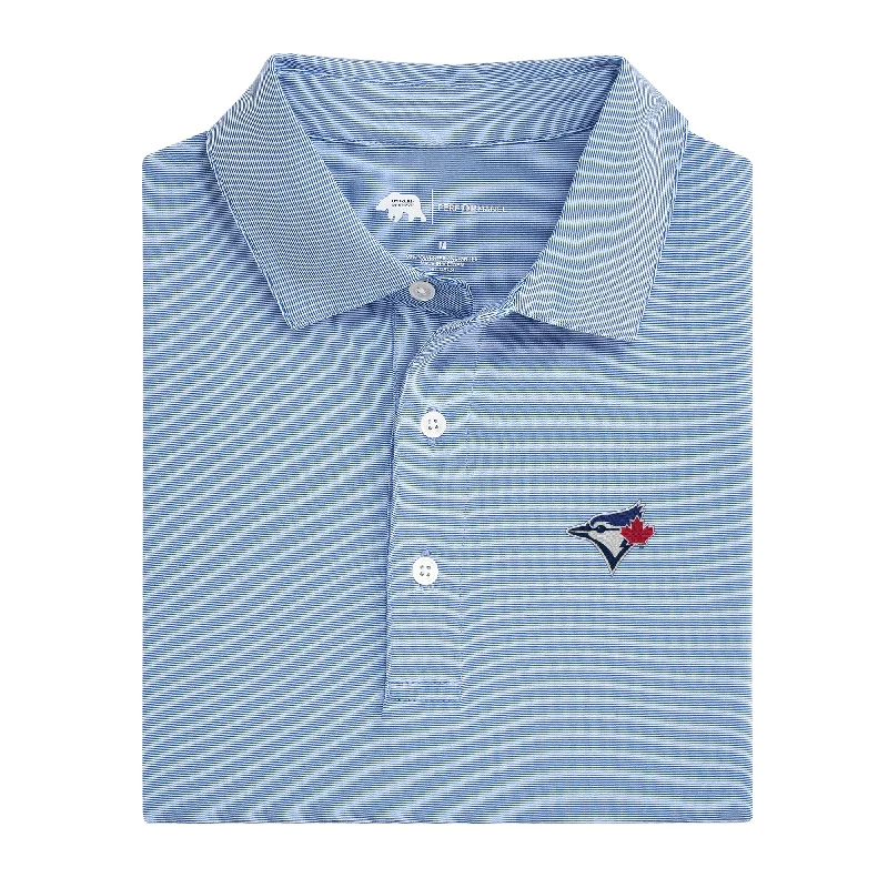 men's unique polo shirts-Toronto Blue Jays Hairline Stripe Performance Polo