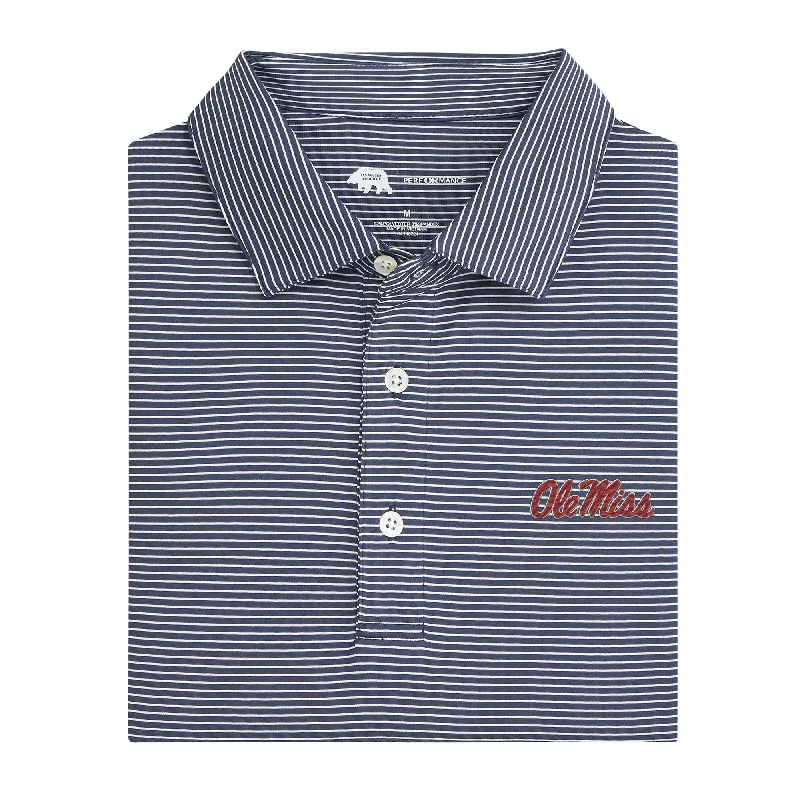 men's golf polo shirts-Ole Miss Birdie Stripe Performance Polo