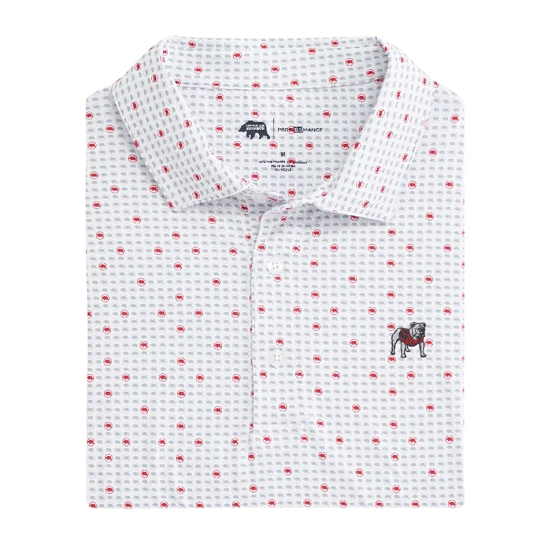 men's fall polo shirts-Standing Bulldog Tour Logo Printed Performance Polo