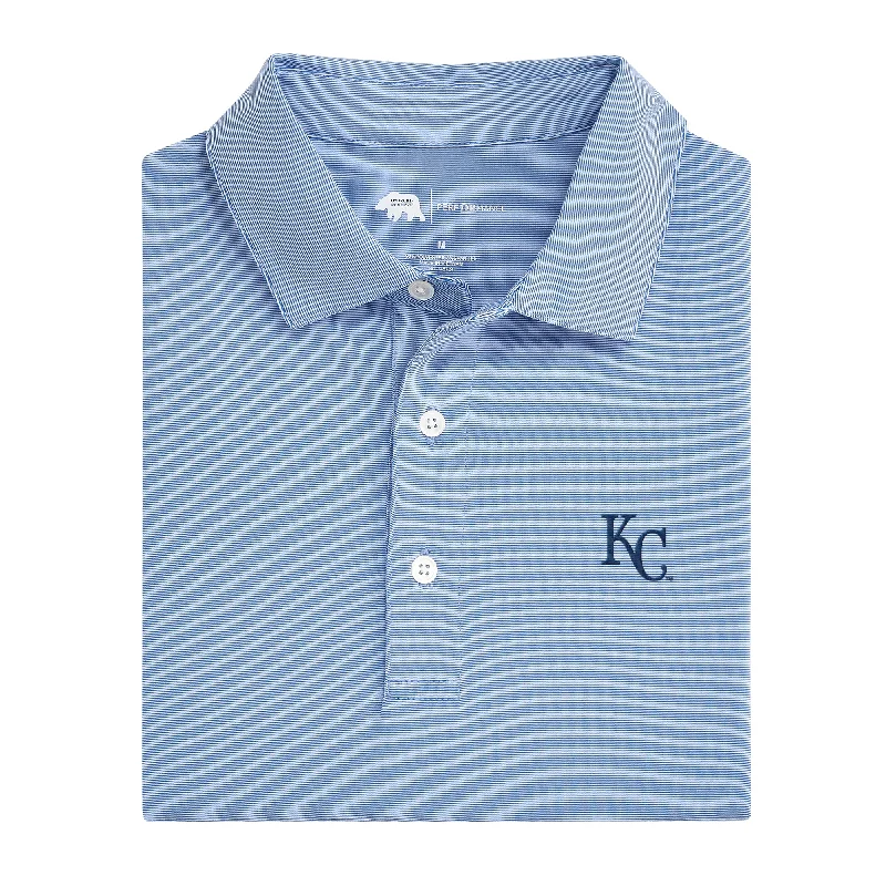 men's easy-care polo shirts-Kansas City Royals Hairline Stripe Performance Polo