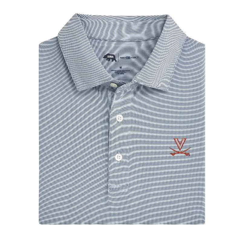 men's hipster polo shirts-Virginia Hairline Stripe Performance Polo