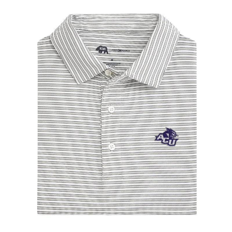 men's performance polo shirts-Mulligan Stripe Abilene Christian Performance Polo